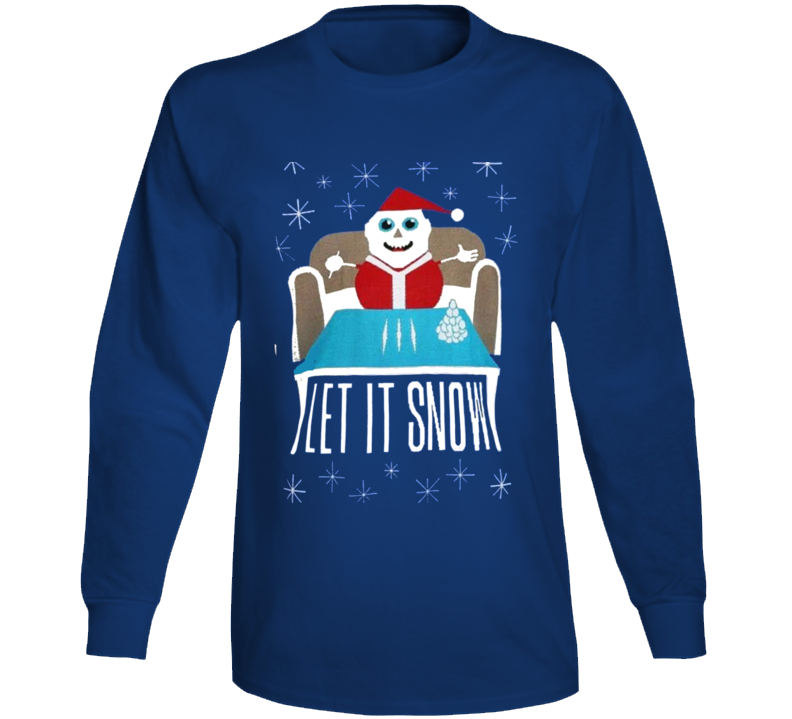 Wal Mart Funny Let It Snow Cocaine Parody Ugly Christmas Long Sleeve Royal Blue Long Sleeve
