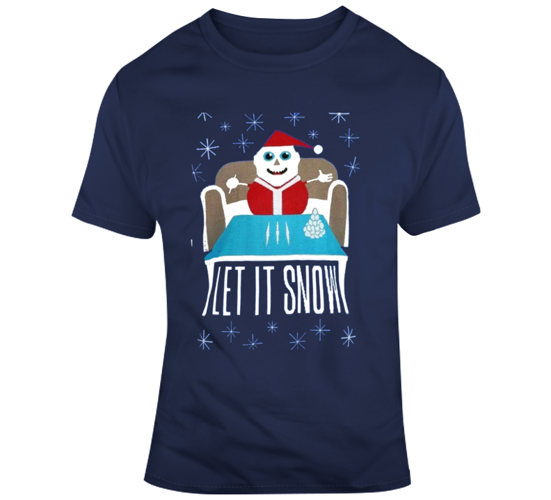 Cocaine Let It Snow Ugly Christmas  Navy Blue T Shirt
