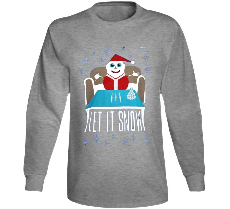 Let It Snow Cocaine Funny Parody Wal Mart Sport Gray Long Sleeve