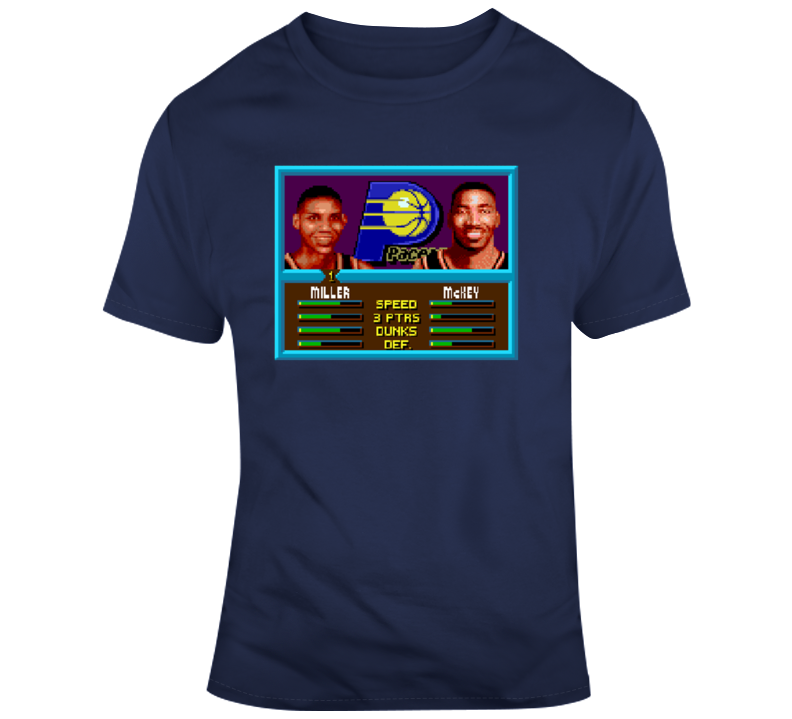 Regie Miller Derrick Mckey Retro Indiana Nba Jam Video Game Basketball T Shirt