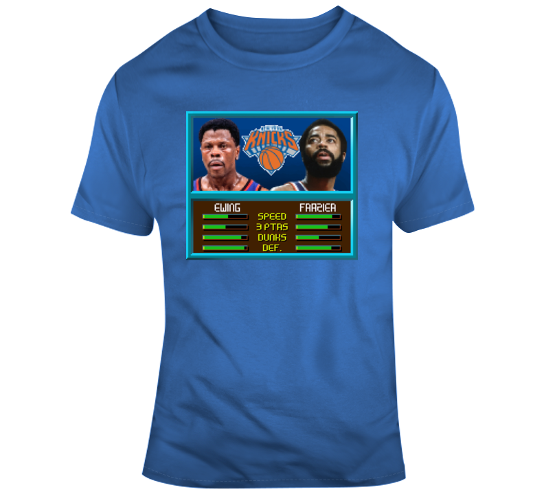 Patrick Ewing Walt Frazier New York Video Game Retro Basketball T Shirt