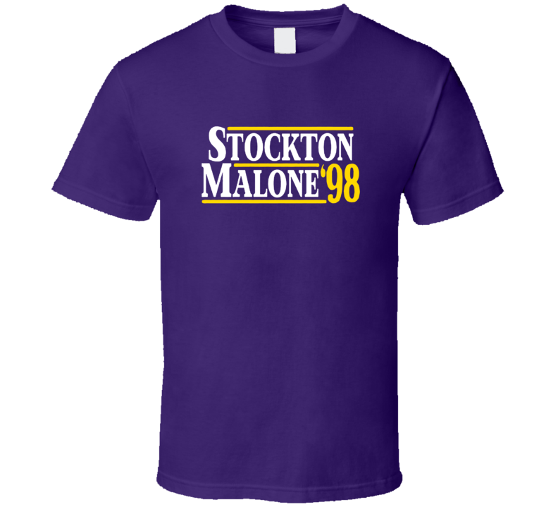 John Stockton Karl Malone 1998 Campaign Utah Basketball V2 T Shirt