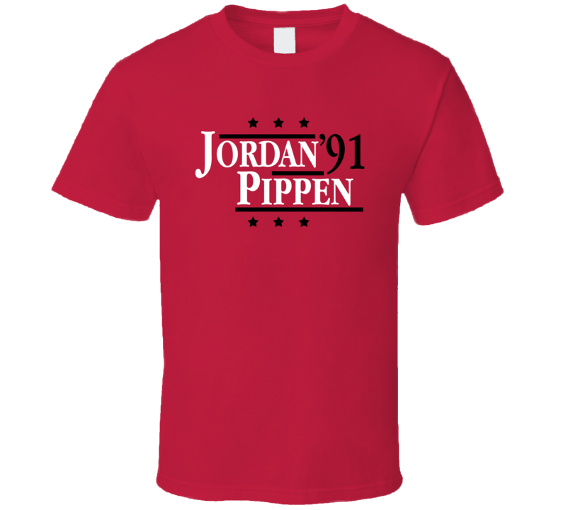 Michael Jordan Scottie Pippen 1991 Campaign Presidential Style Chicago Basketball T Shirt