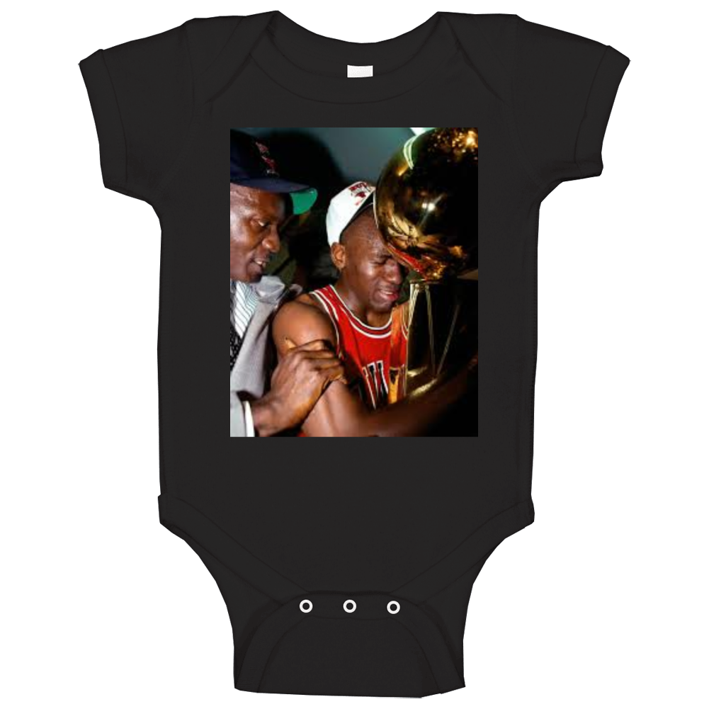 Michael Jordan Crying Trophy Champ Chicago Basetball Baby One Piece