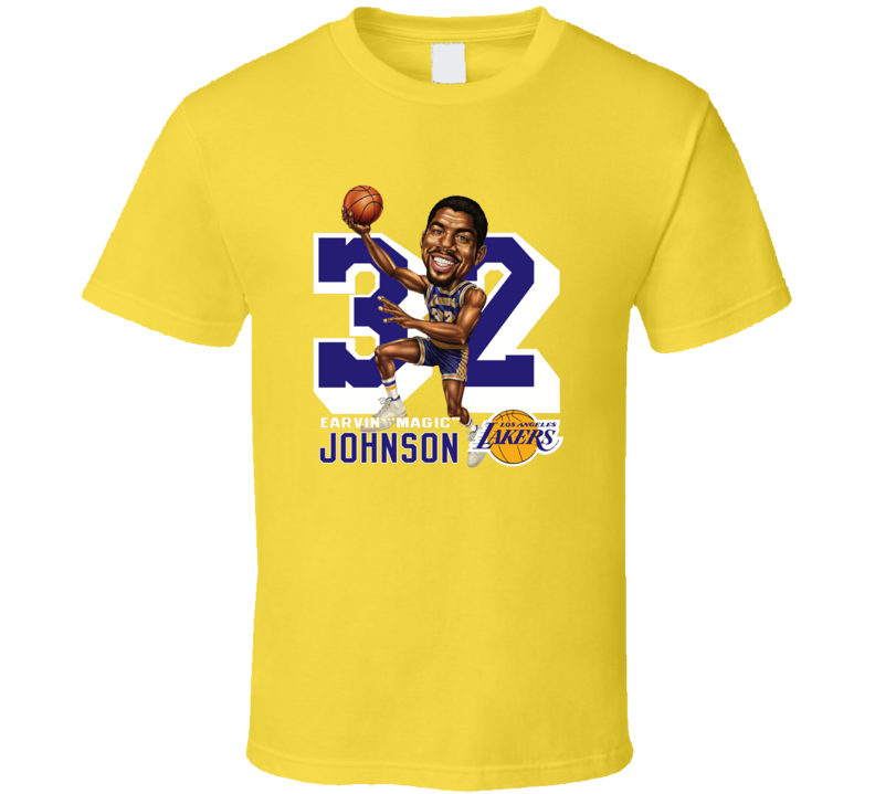 Magic Johnson Caricature Retro Vintage Los Angeles Basketball T Shirt