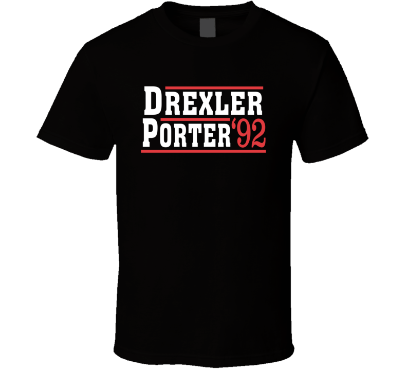 Clyde Drexler Terry Porter 1992 Portland Campaign Basketball T Shirt