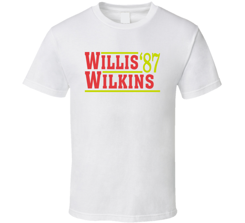 Dominique Wilkins And Kevin Willis Atlanta 1987 Campaign Basketball T Shirt