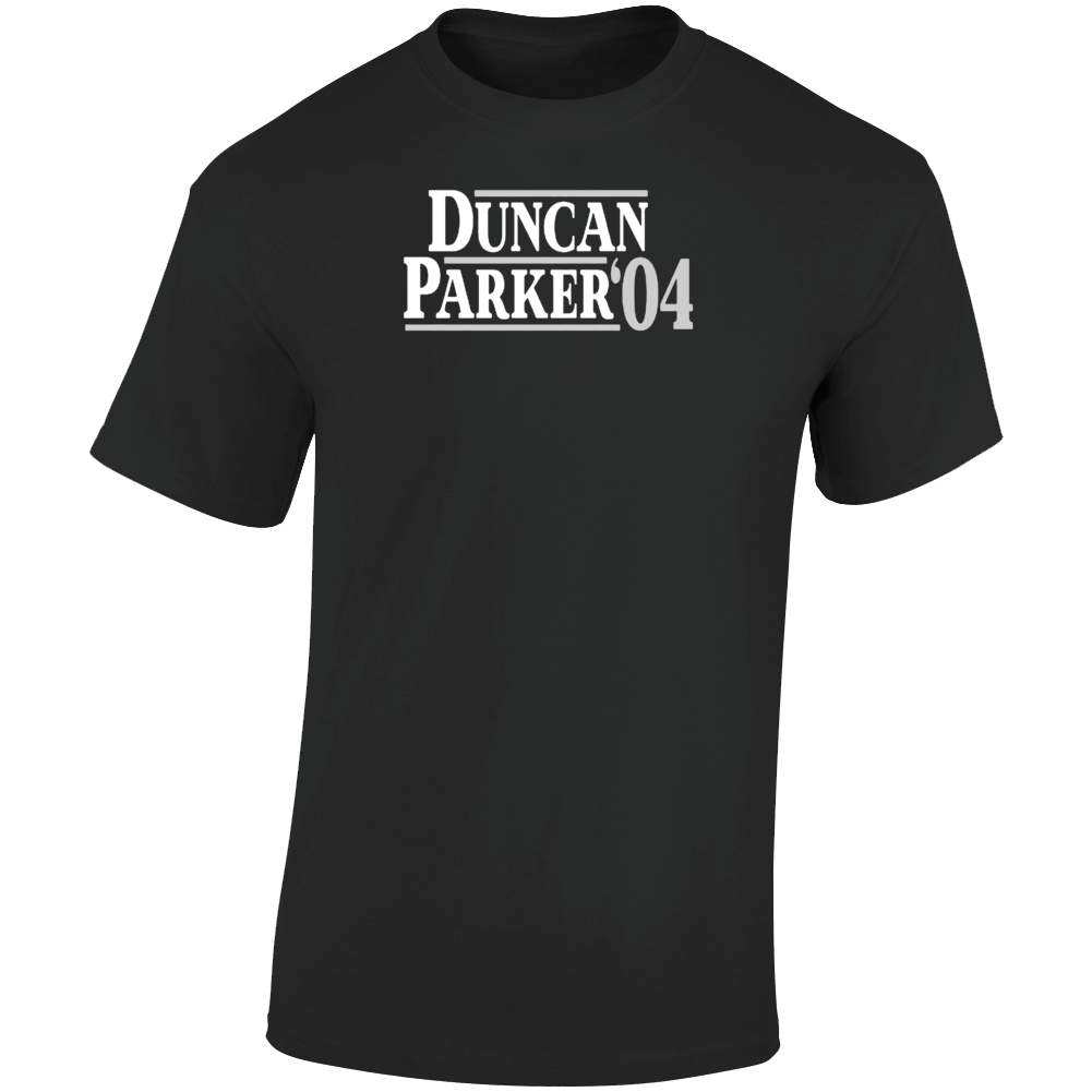 Tim Duncan Tony Parker San Antonio 2004 Election Style Basketball T Shirt