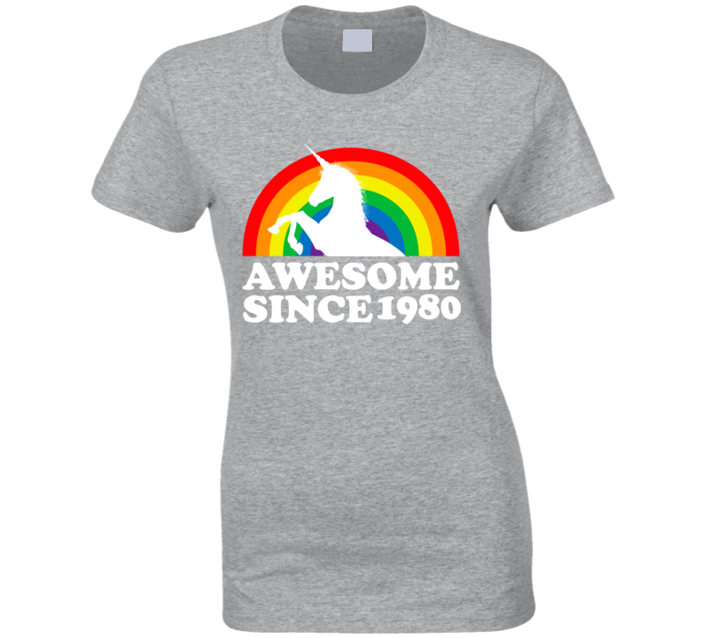 Awesome Since 1980 Birthday Gift Idea Retro Vintage Ladies T Shirt