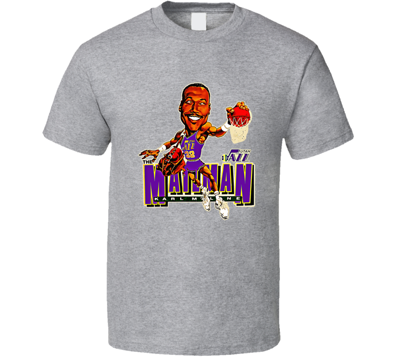 Karl Malone Utah Basketball Vintage Retro Caricature T Shirt