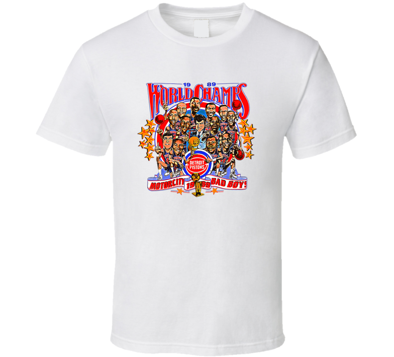 1989 Detroit Champs Bad Boys Retro Basketball Caricature T Shirt