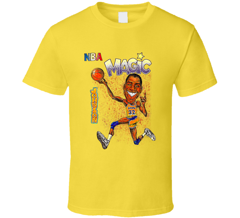 Magic Johnson Los Angeles Caricature Retro Basketball T Shirt