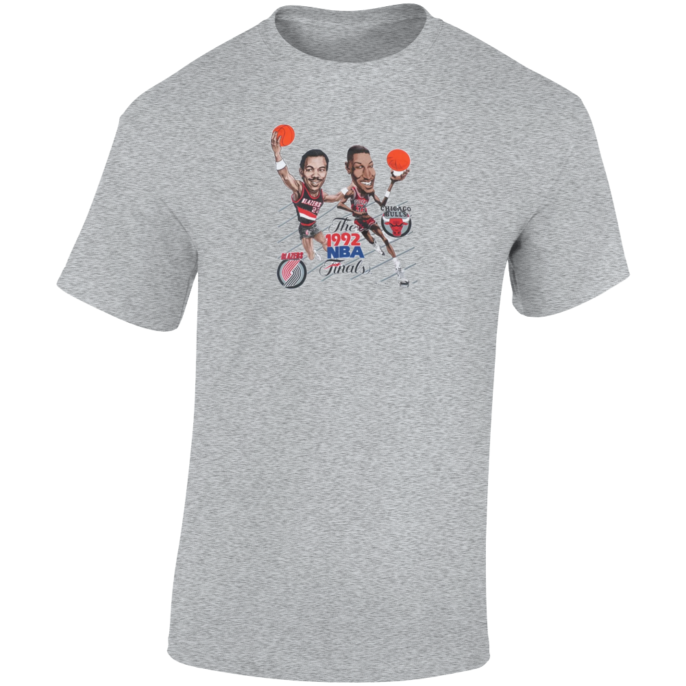 Vintage 1992 Pippen Drexler Portland Chicago Basketball Fan Caricature T Shirt
