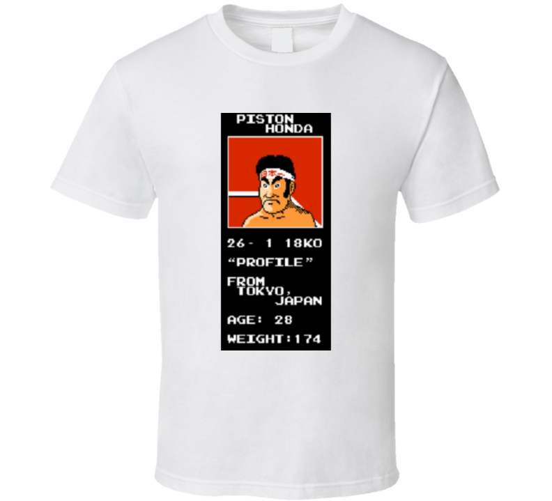 Classic Video Game Mike Tyson's Punchout Nes Piston Honda T Shirt