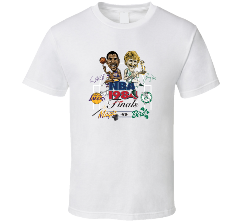 1984 Bird Vs Magic Basketball Finals Retro Caricature T Shirt