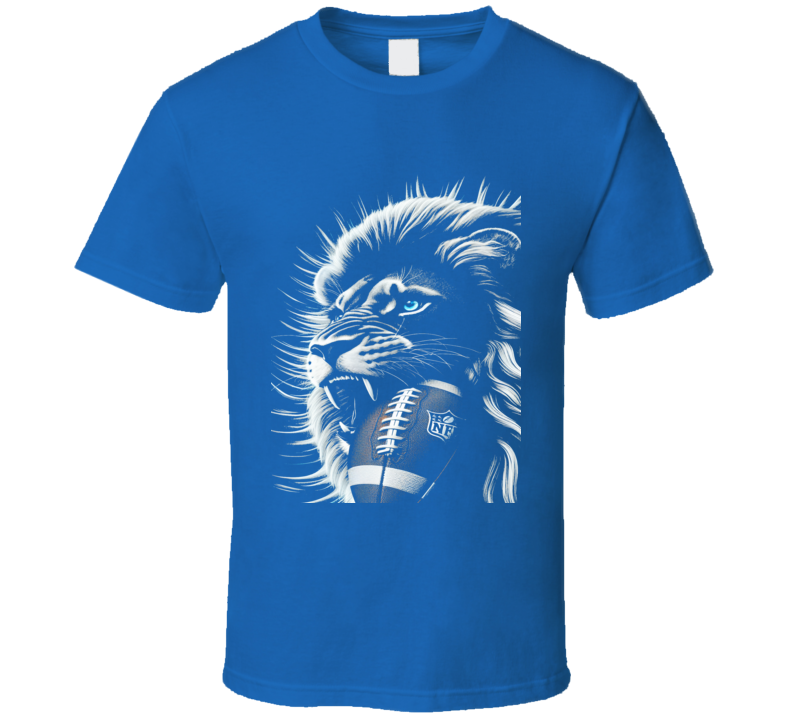 nfl football in lions mouth blue and silver T Shirt