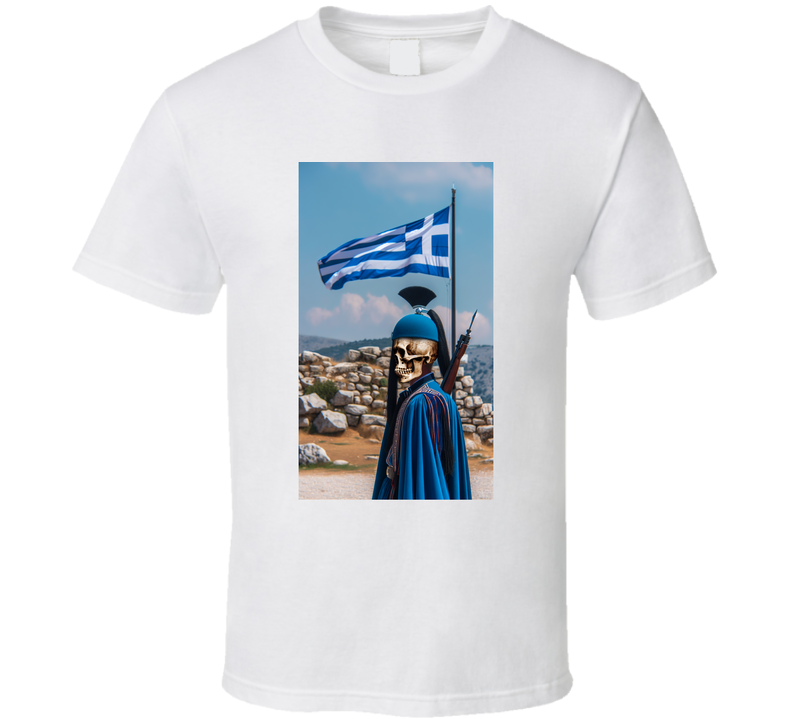 greek skull tsolias greek flag T Shirt