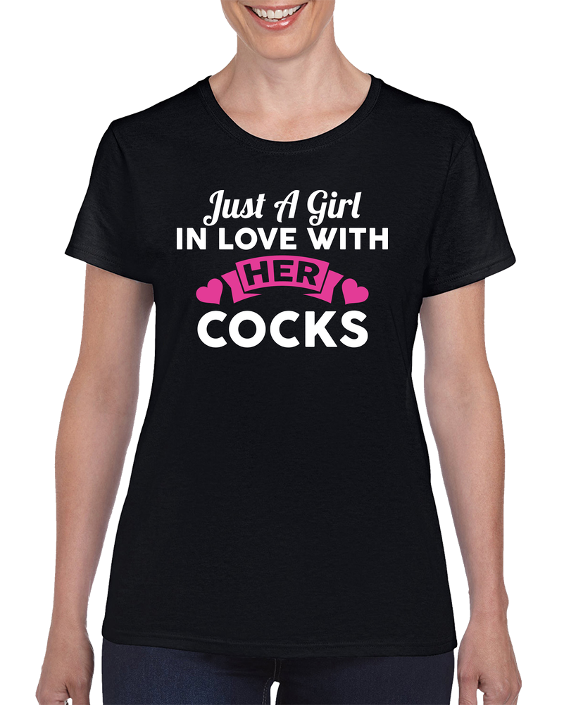 Funny Ladies Cocks In Love Ladies T Shirt