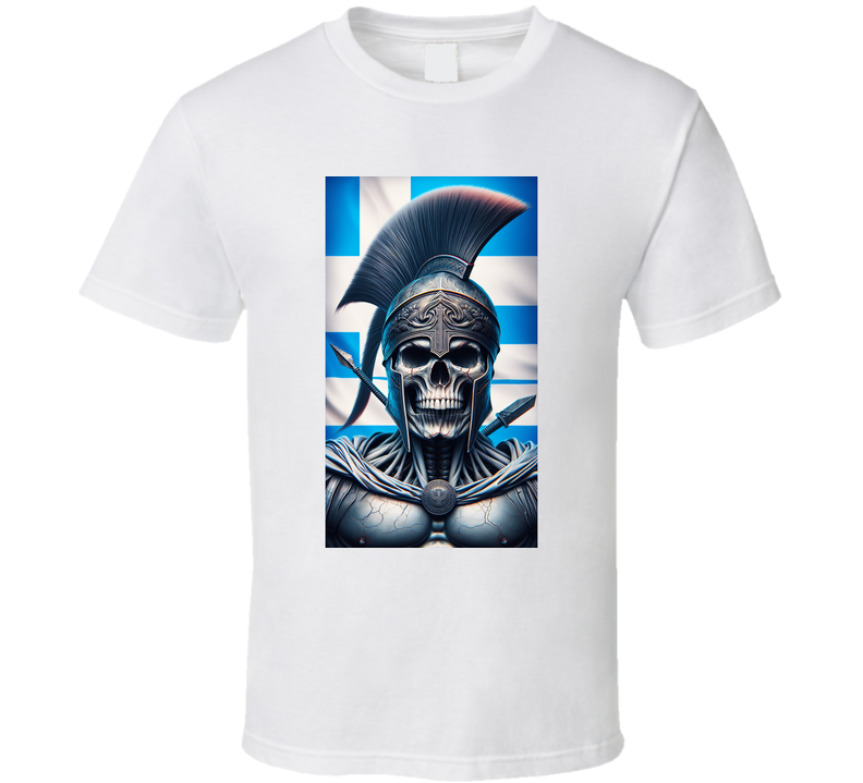 spartan warrior skull greek flag T Shirt