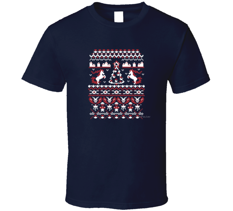 Ugly Christmas Sweater Poker on Navy Blue T Shirtt T Shirt