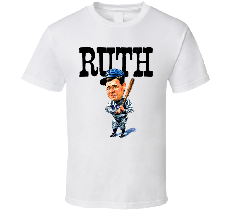 Babe Ruth New York Baseball Caricature T Shirt