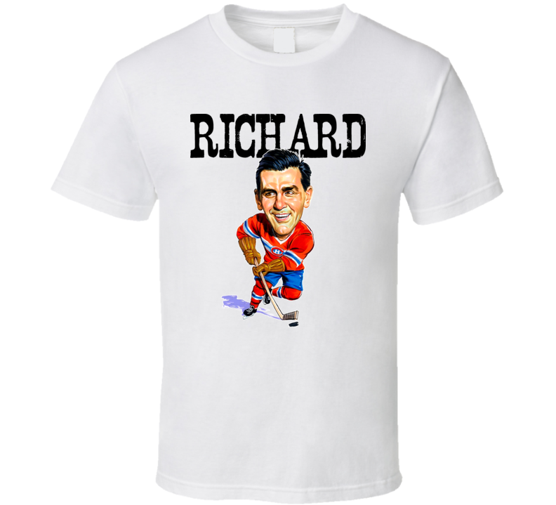 Maurice Richard Montreal Hockey Vintage Caricature T Shirt