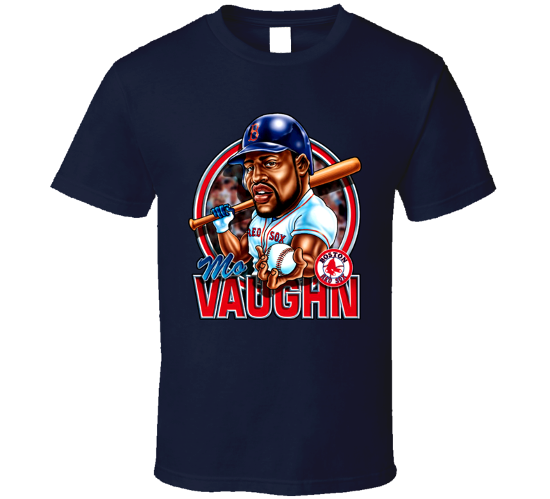 Mo Vaughn Boston Baseball Caricature Vintage T Shirt